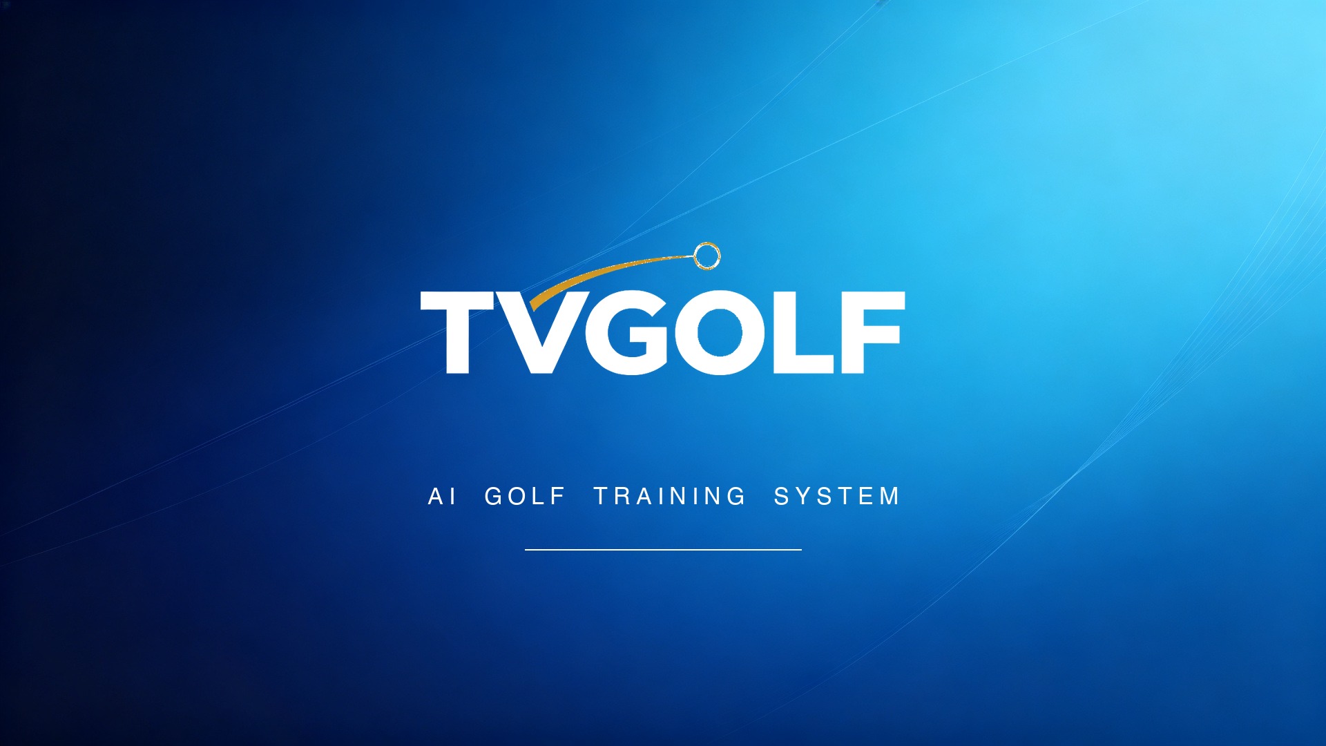 TVgolf 电视启动页：品牌字标与 AI GOLF TRAINING SYSTEM